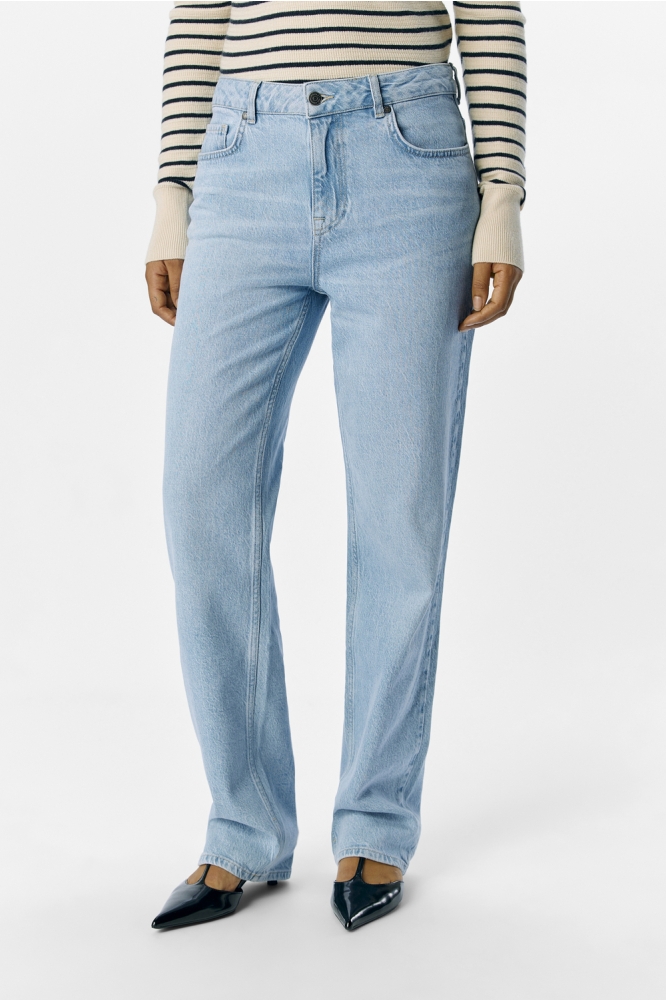 OBJSAVA ELLEN MW STRAIGHT JEANS NOO 23044715 Light Blue Denim